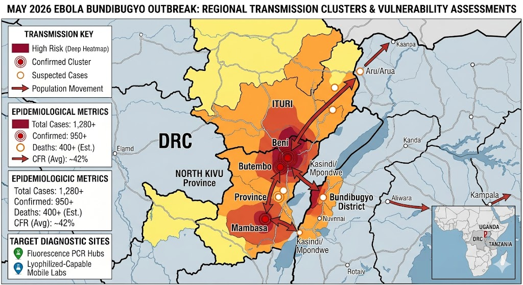 Ebola Bundibugyo Outbreak map of transmission